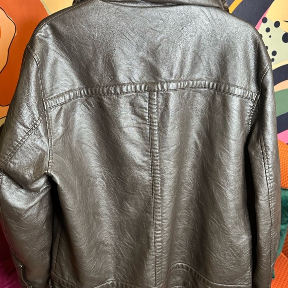 Paulo Solari NWT Faux Leather Jacket with Faux Fur Collar - Picture 3 of 4